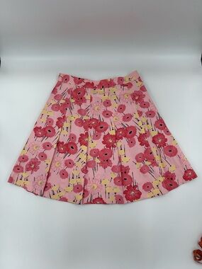 Apostrophe Pink Floral Circle Skirt with Pink & Yellow Blooms & Side Zipper 12P